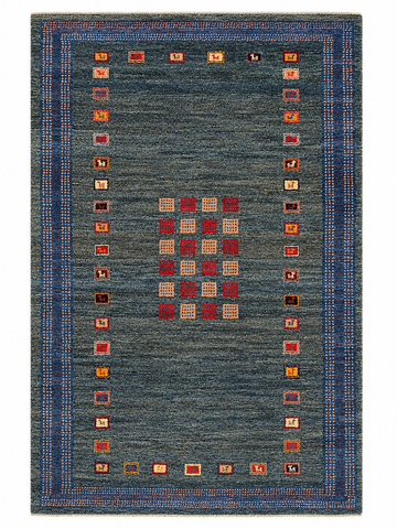 Fine Persian Gabbeh Style Charcoal Green Tribal Oriental Rug
