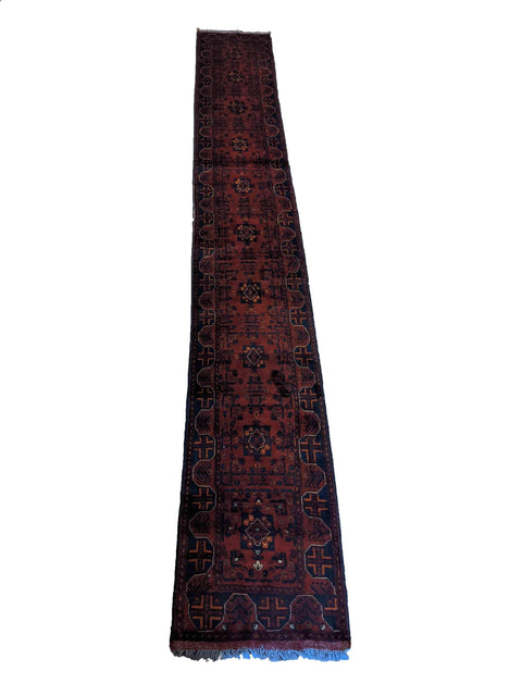 475 x 63 cm Afghan Khan Tribal Red Rug - Rugoutlet