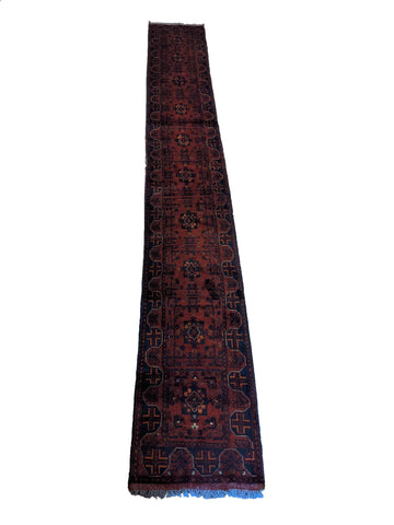475 x 63 cm Afghan Khan Tribal Red Rug - Rugoutlet