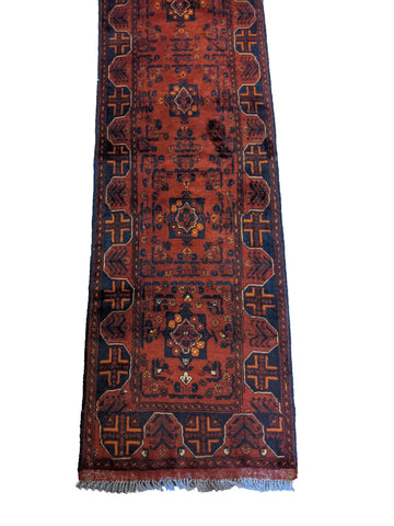 475 x 63 cm Afghan Khan Tribal Red Rug - Rugoutlet