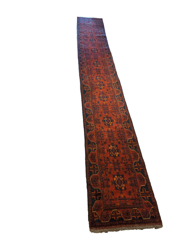 475 x 63 cm Afghan Khan Tribal Red Rug - Rugoutlet