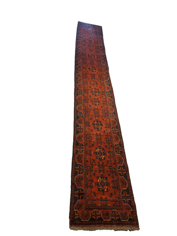 475 x 63 cm Afghan Khan Tribal Red Rug - Rugoutlet