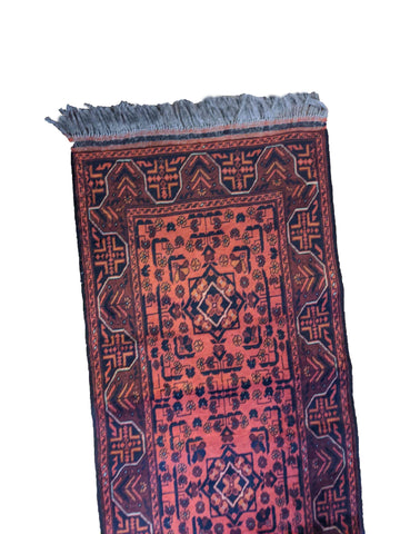 478 x 60 cm Afghan Khan Tribal Red Rug - Rugoutlet