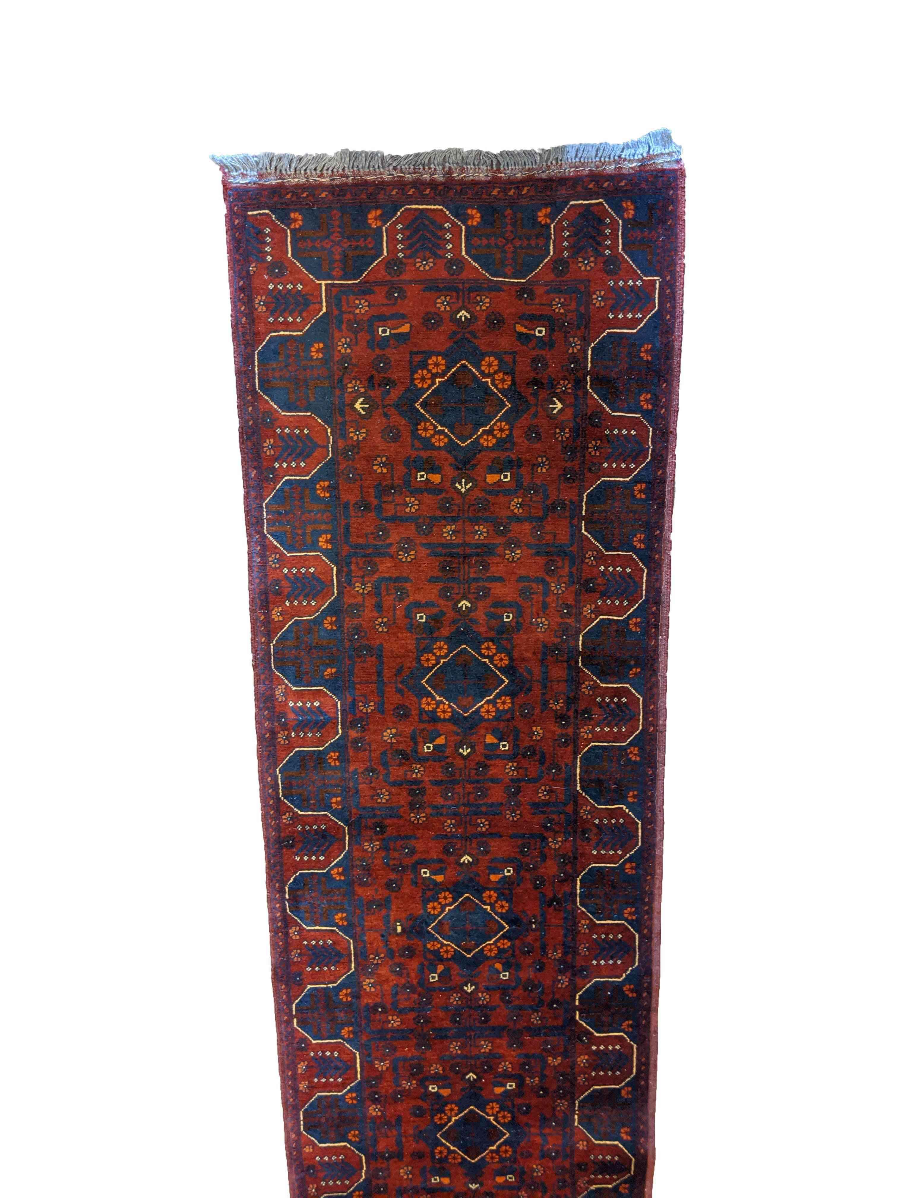 481 x 62 cm Afghan Khan Tribal Red Rug - Rugmaster