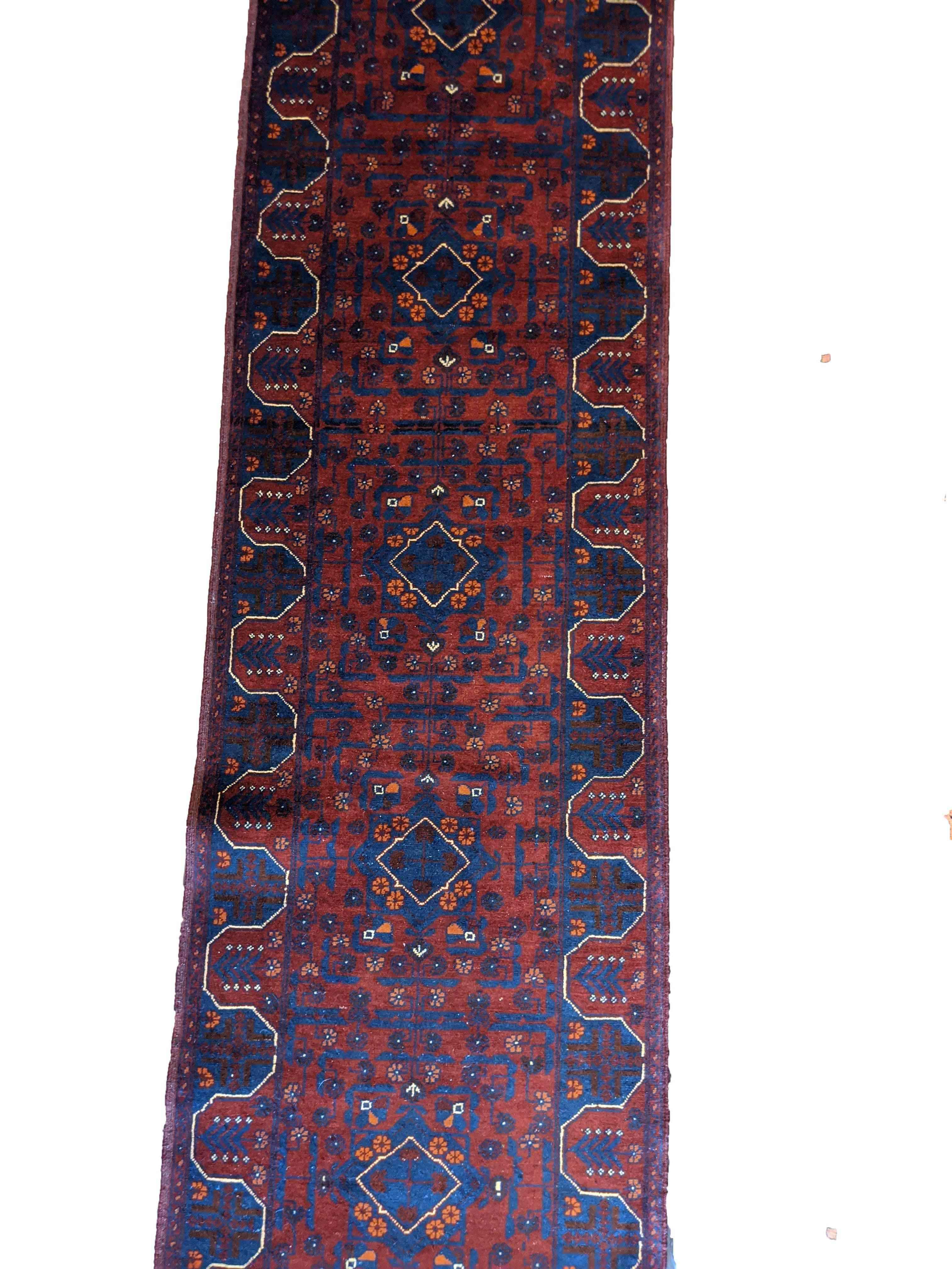 481 x 62 cm Afghan Khan Tribal Red Rug - Rugmaster