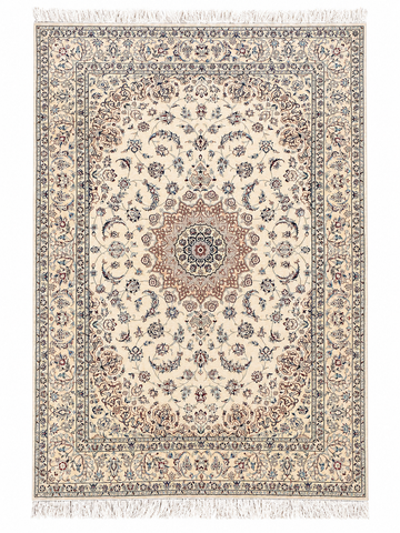Handmade Nain Wool & Silk Rug 245x170 cm – Beige & Blue Rug