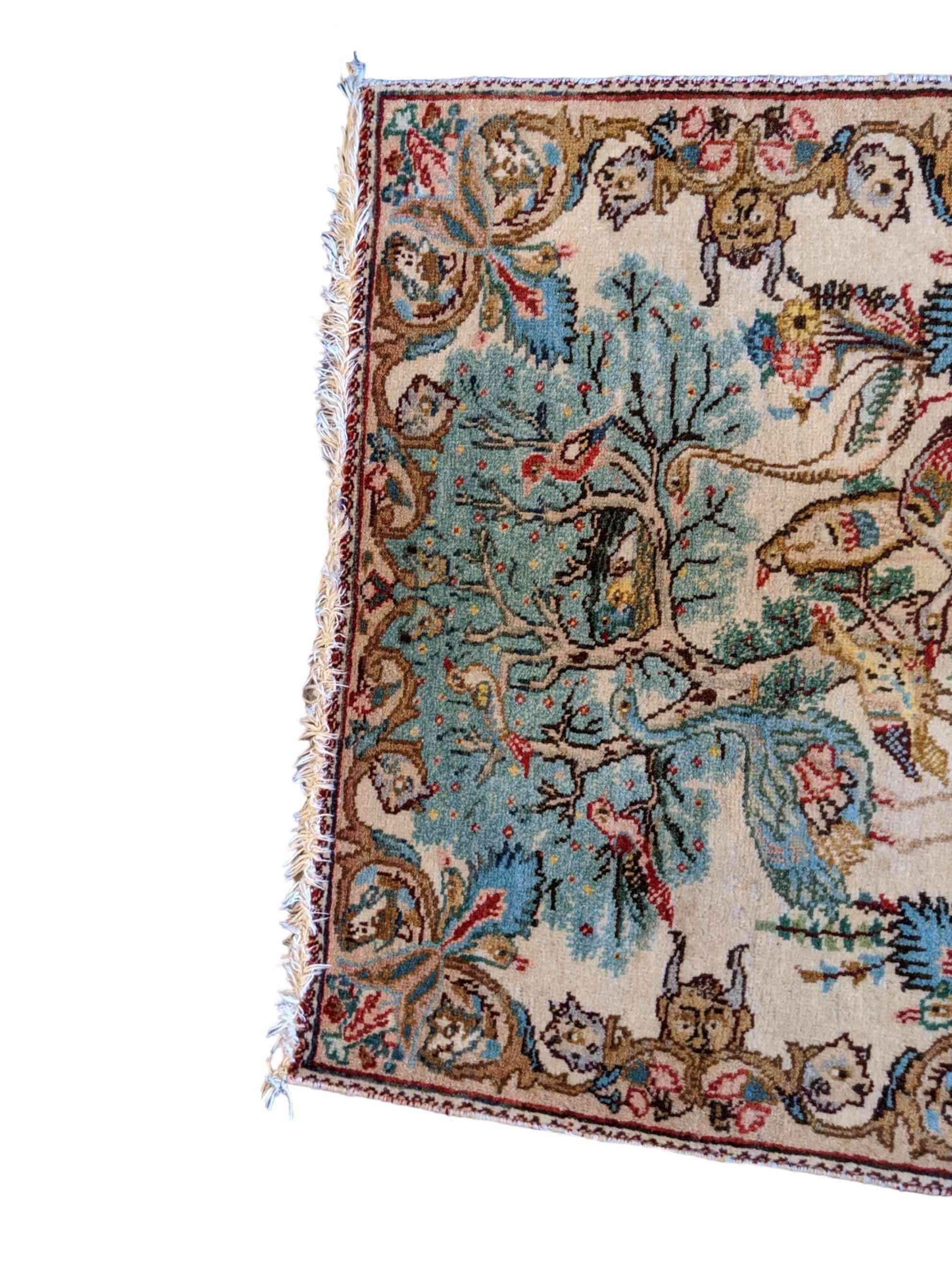 50 x 59 cm Tabriz Traditional Beige Small Rug - Rugmaster