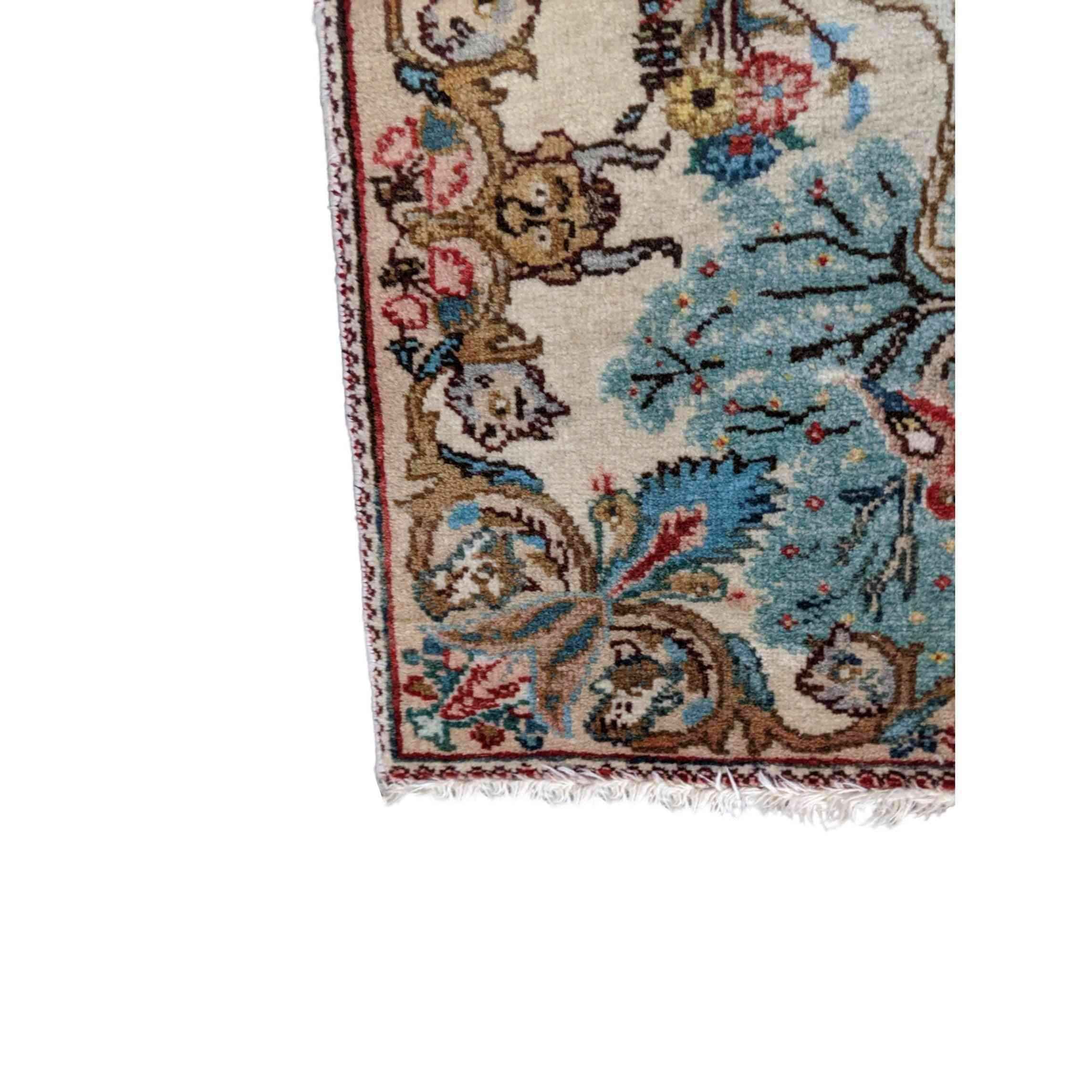 50 x 59 cm Tabriz Traditional Beige Small Rug - Rugmaster