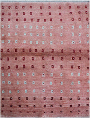 143 x 105 Gabbeh Tribal Wool Rugs Handmade Pink - Rugoutlet