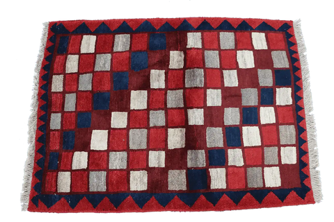 155 x 111 cm Gabbeh Tribal Wool Rugs Handmade Red Colour - Rugoutlet