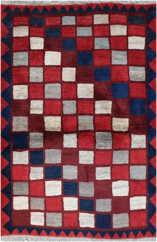 155 x 111 cm Gabbeh Tribal Wool Rugs Handmade Red Colour - Rugoutlet