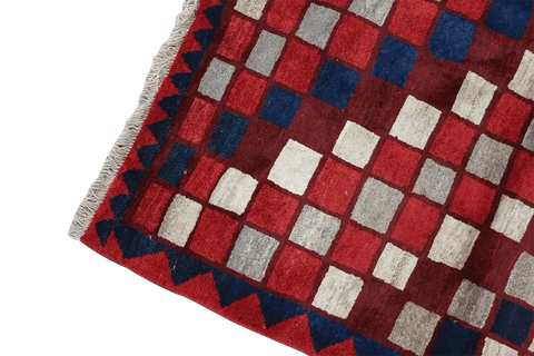 155 x 111 cm Gabbeh Tribal Wool Rugs Handmade Red Colour - Rugoutlet