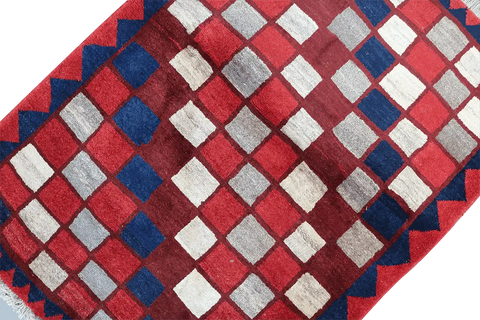 155 x 111 cm Gabbeh Tribal Wool Rugs Handmade Red Colour - Rugoutlet