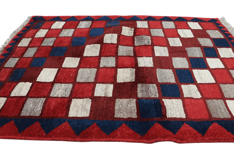 155 x 111 cm Gabbeh Tribal Wool Rugs Handmade Red Colour - Rugoutlet