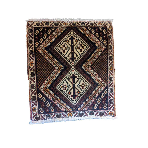 59 x 50 cm Persian Baluch Tribal Brown Small Rug - Rugoutlet
