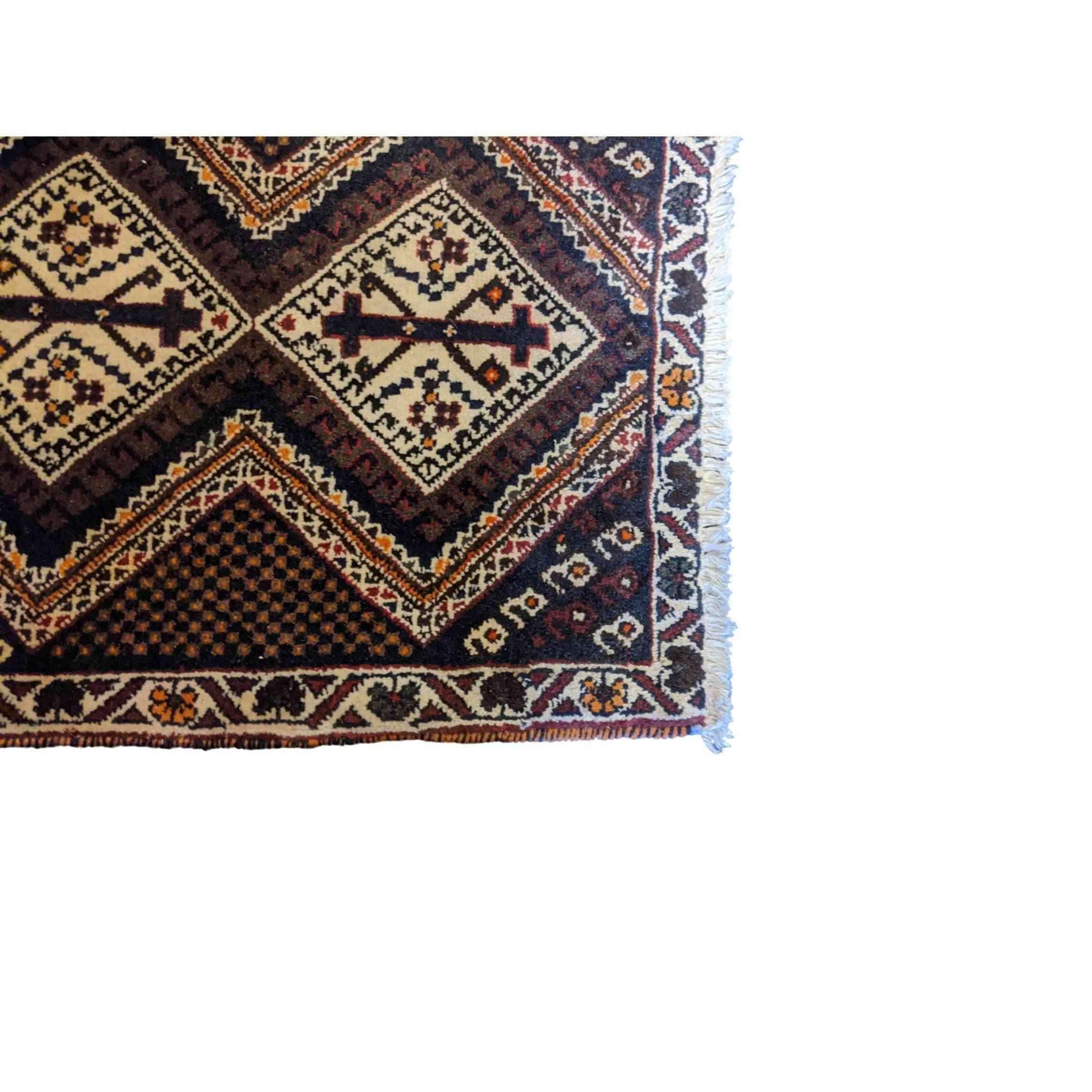 59 x 50 cm Persian Baluch Tribal Brown Small Rug - Rugmaster
