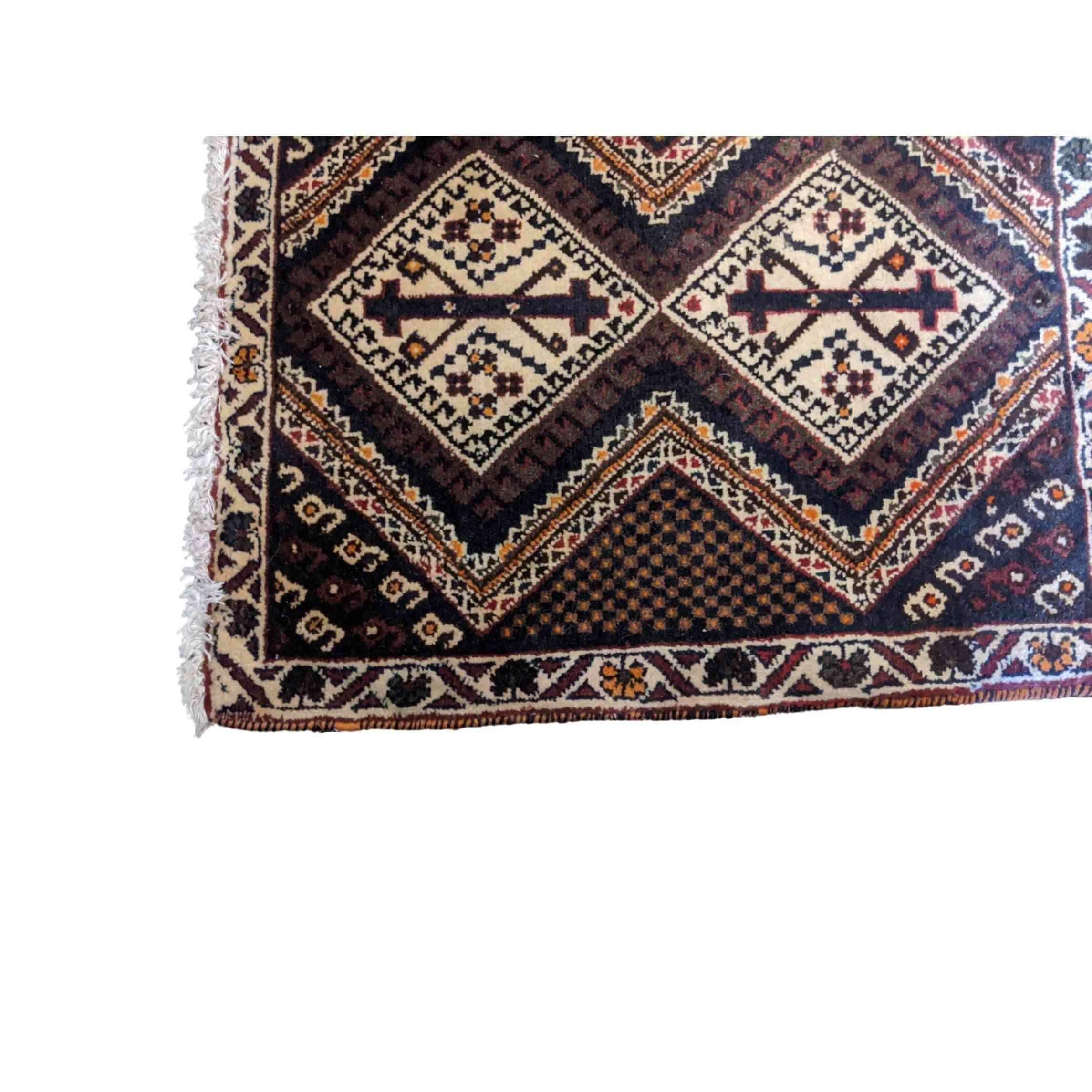 59 x 50 cm Persian Baluch Tribal Brown Small Rug - Rugoutlet