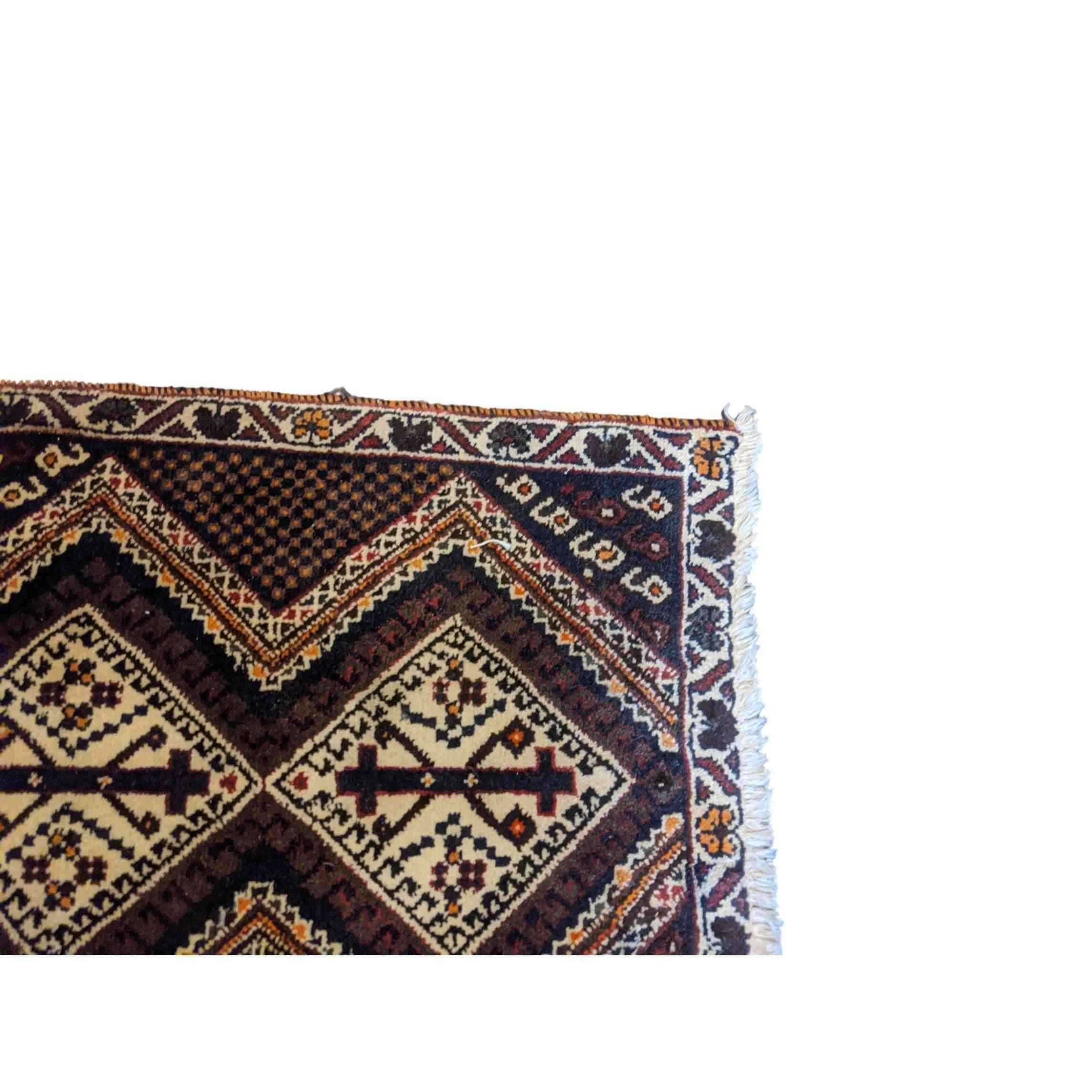 59 x 50 cm Persian Baluch Tribal Brown Small Rug - Rugoutlet