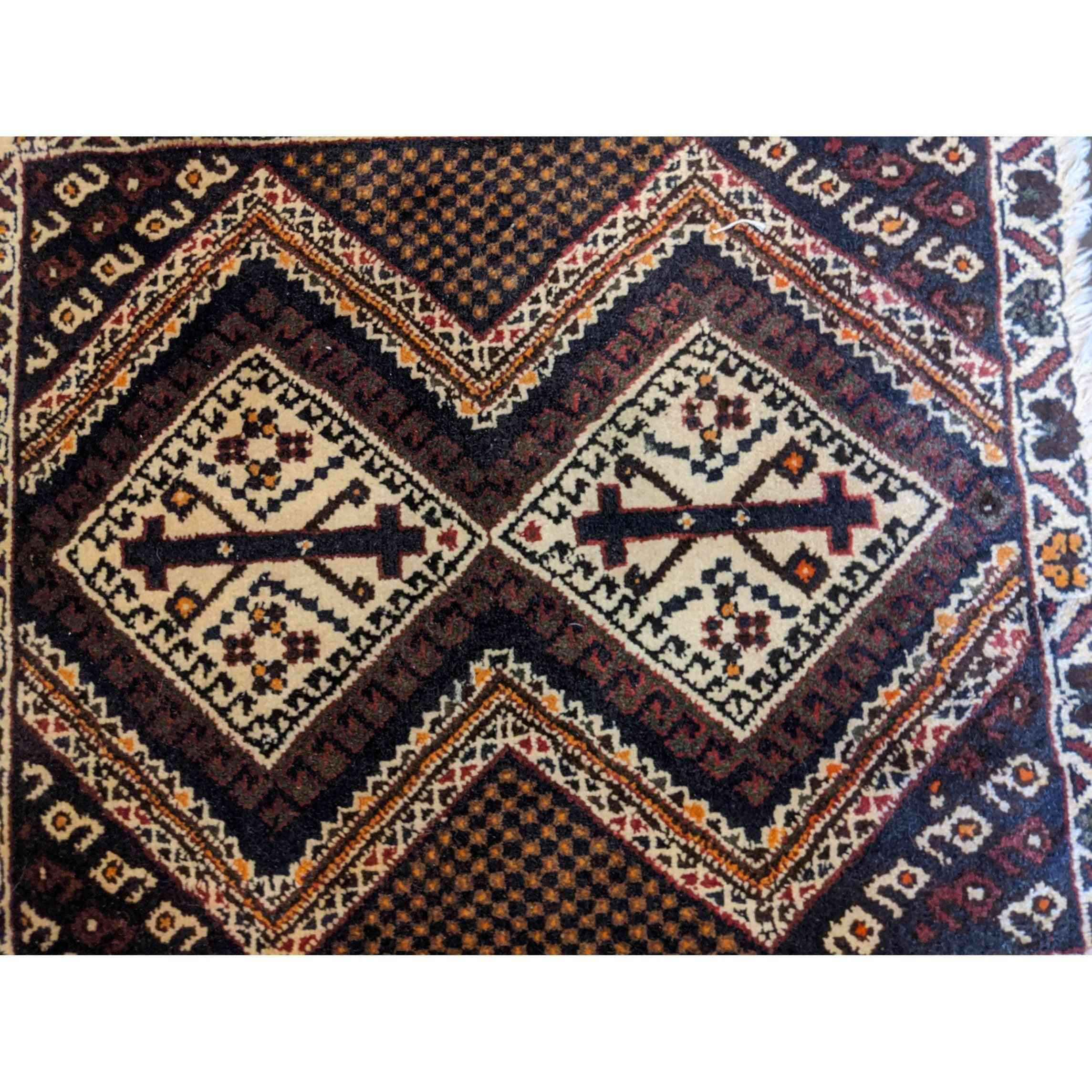 59 x 50 cm Persian Baluch Tribal Brown Small Rug - Rugoutlet