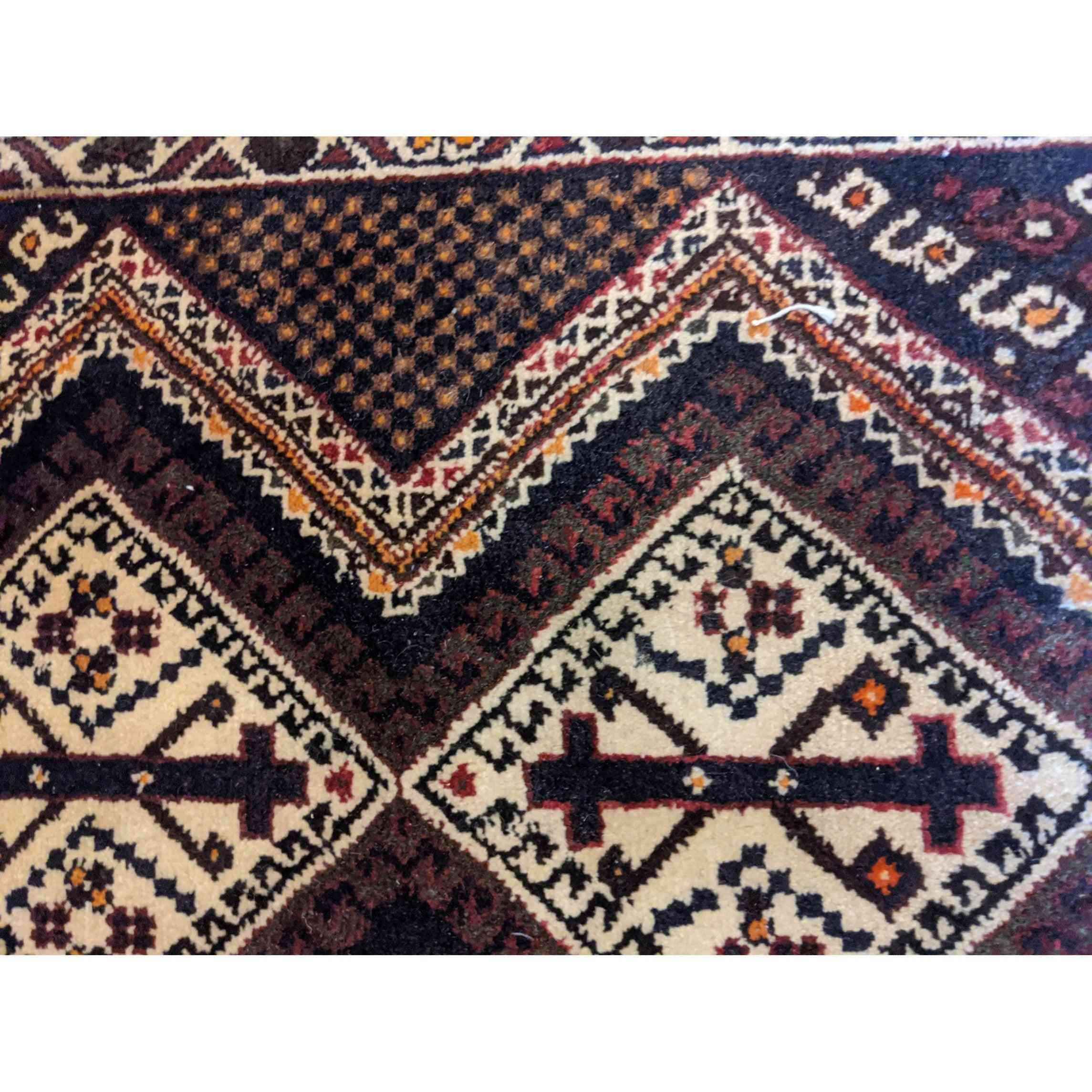 59 x 50 cm Persian Baluch Tribal Brown Small Rug - Rugoutlet