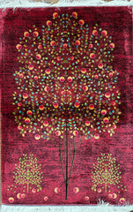 Silk Effect Natural Silk Fringe Rug (130cm x 80 cm)