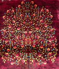 Silk Effect Natural Silk Fringe Rug (130cm x 80 cm)