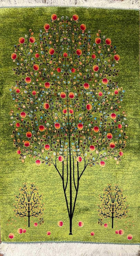 Silk Effect Natural Silk Fringe Rug (130cm x 80 cm) – Design 2