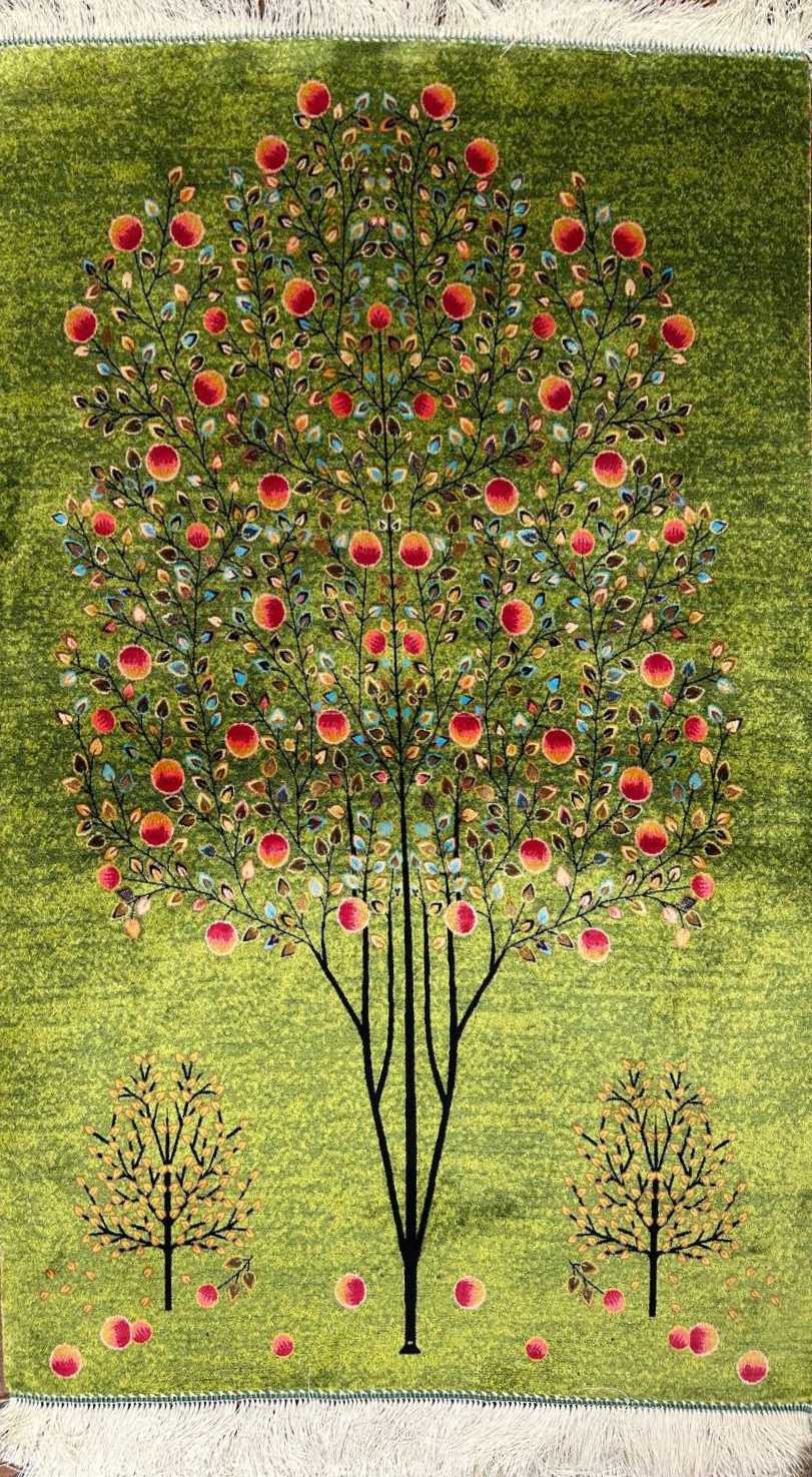 Silk Effect Natural Silk Fringe Rug (130cm x 80 cm)