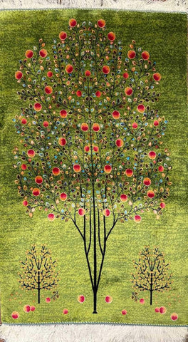 Silk Effect Natural Silk Fringe Rug (130cm x 80 cm)