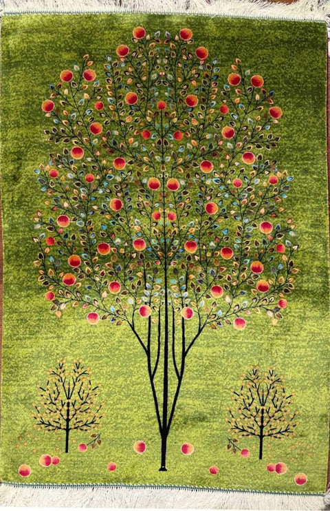 Silk Effect Natural Silk Fringe Rug (130cm x 80 cm) – Design 2