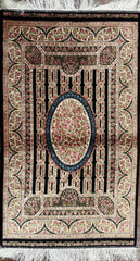 Silk Effect Natural Silk Fringe Rug (130cm x 80 cm)