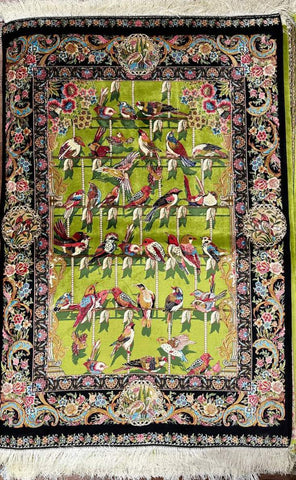 Silk Effect Natural Silk Fringe Rug (130cm x 80 cm)