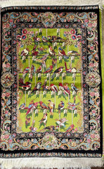 Silk Effect Natural Silk Fringe Rug (130cm x 80 cm)