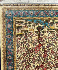 Silk Effect Natural Silk Fringe Rug (1m x 1.5m)