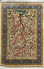 Silk Effect Natural Silk Fringe Rug (1m x 1.5m)