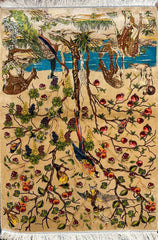 Silk Effect Natural Silk Fringe Rug (1m x 1.5m)