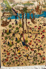 Silk Effect Natural Silk Fringe Rug (1m x 1.5m)