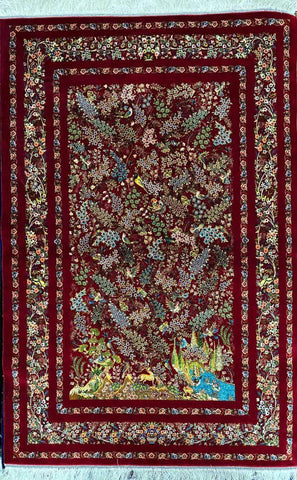 Silk Effect Natural Silk Fringe Rug (1m x 1.5m)