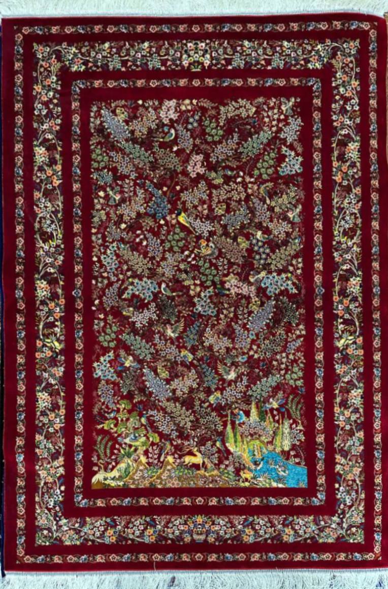 Silk Effect Natural Silk Fringe Rug (1m x 1.5m)