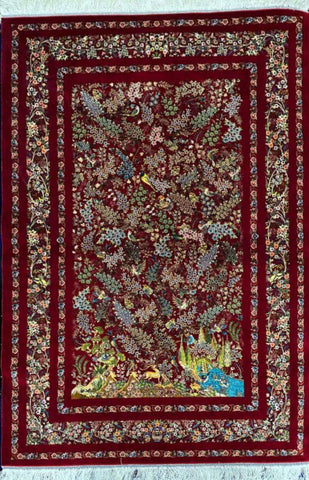 Silk Effect Natural Silk Fringe Rug (1m x 1.5m)