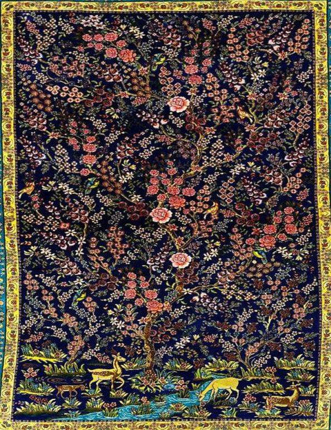 Silk Effect Natural Silk Fringe Rug (1m x 1.5m) – Design 4