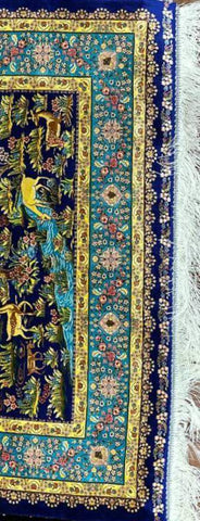 Silk Effect Natural Silk Fringe Rug (1m x 1.5m)