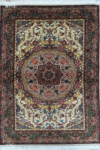 Persian Qum Handmade Silk Rug - 100 cm x 150 cm