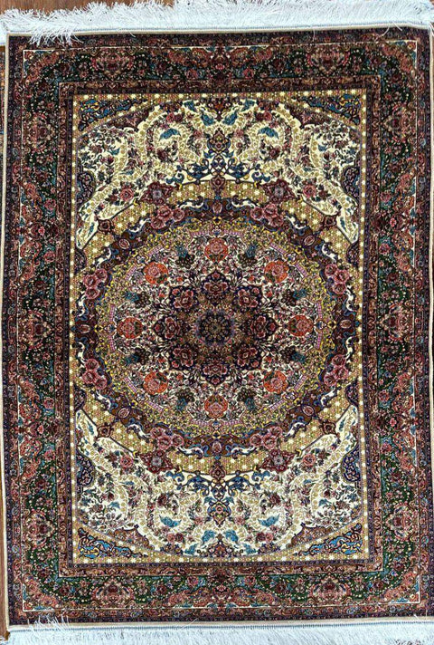 Persian Qum Handmade Silk Rug - 100 cm x 150 cm