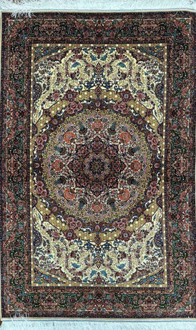 Persian Qum Handmade Silk Rug - 100 cm x 150 cm