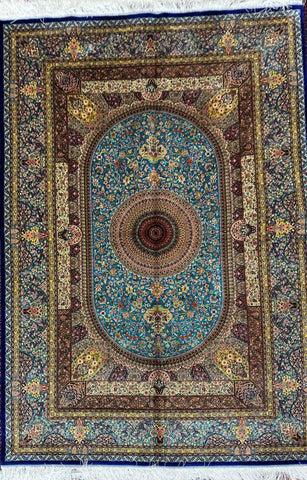 Silk Effect Natural Silk Fringe Rug 255 cm x 155 cm