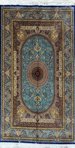 Silk Effect Natural Silk Fringe Rug 255 cm x 155 cm