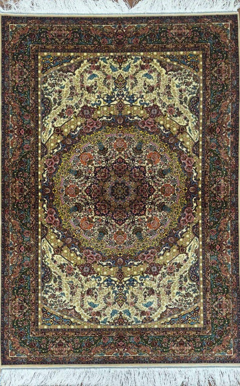 Persian Qum Handmade Silk Rug - 100 cm x 150 cm