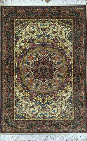 Persian Qum Handmade Silk Rug - 100 cm x 150 cm