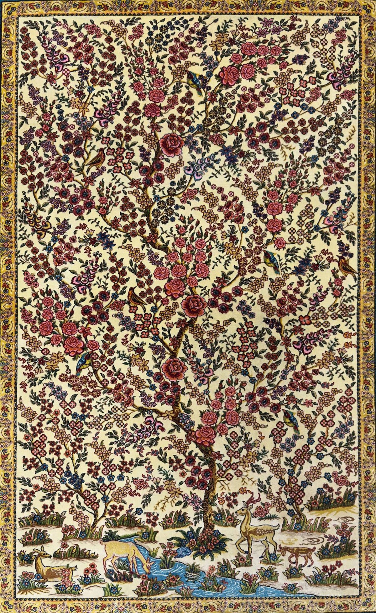 Silk Effect Natural Silk Fringe Rug (1m x 1.5m)